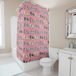 Retro Rollerskates Green Dusty Pink Pattern Shower Curtain