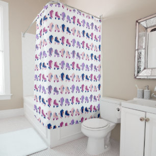 Retro Rollerskates Purple Pink Pattern Shower Curtain