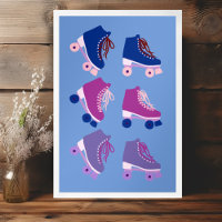 Retro Rollerskates Purple Pink