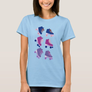 Retro Rollerskates Purple Pink T-Shirt