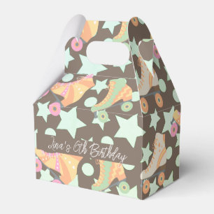 Retro Rollerskating Birthday Skates Stars Brown Favour Box