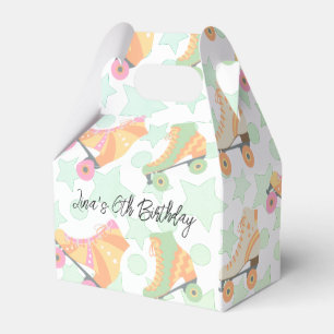 Retro Rollerskating Birthday Skates Stars Pattern Favour Box