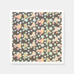 Retro Rollerskating Birthday Skates Stars Pattern Napkin