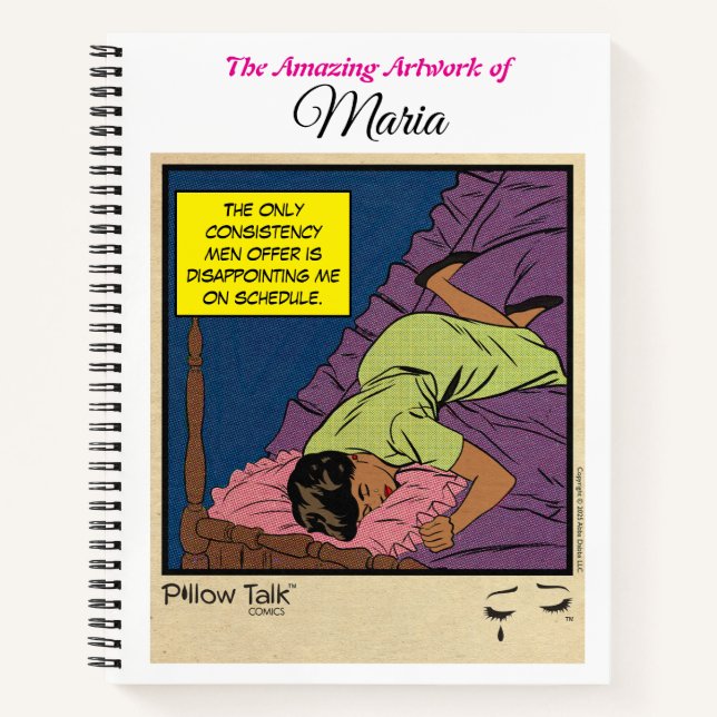 Retro Romance Comic Sketchbook: Pillow Talk Notebook (Front)