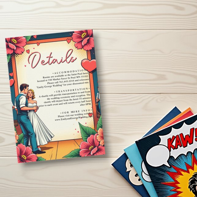 Retro Romantic Bride And Groom Dance Comic Wedding Enclosure Card (Creator Uploaded)