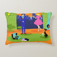 Retro Romantic Evening Couple Accent Pillow