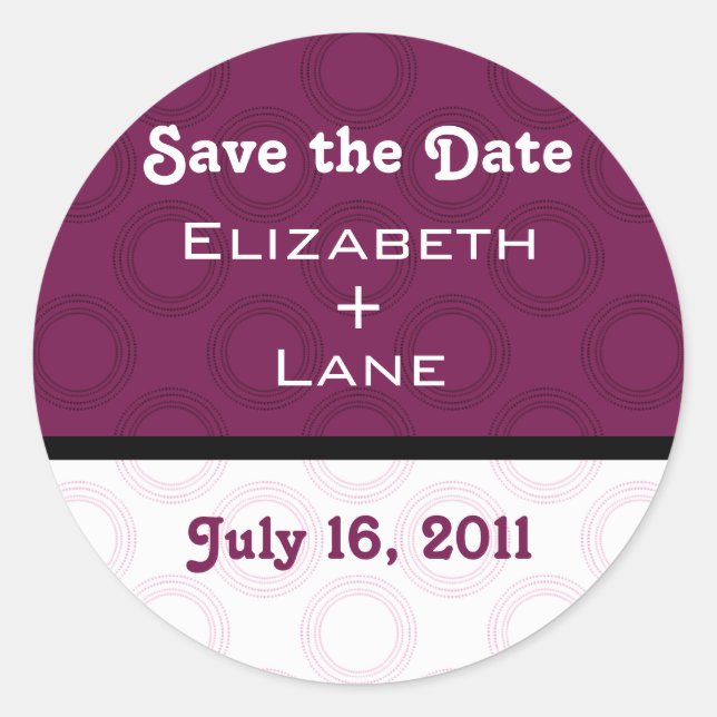 Retro Romantic Save the Date Stickers (Front)
