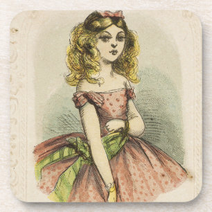 Retro Romantic Valentine's Day Card, 19th century Coaster