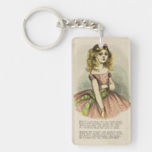 Retro Romantic Valentine's Day Card, 19th century Key Ring