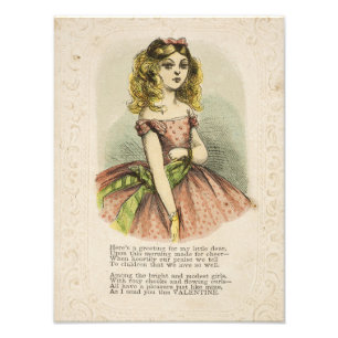 Retro Romantic Valentine's Day Card, 19th century Photo Print