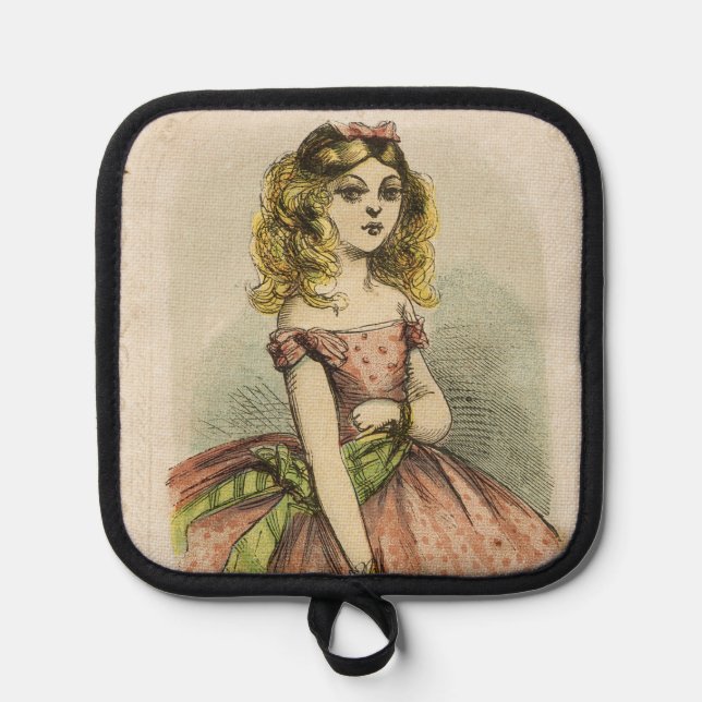 Retro Romantic Valentine's Day Card, 19th century Pot Holder (Front)