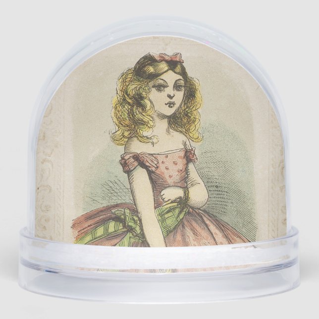 Retro Romantic Valentine's Day Card, 19th century Snowglobe (Front)