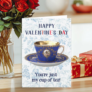 Retro Romantic Vintage Tea Cup Valentine Holiday Card