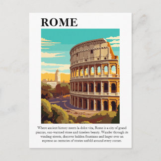 Retro Rome Colosseum Italy Travel Illustration Postcard
