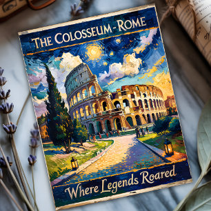 Retro Rome Italy Colosseum Travel Van Gogh Vibrant Postcard