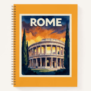 Retro Rome Travel Poster Notebook