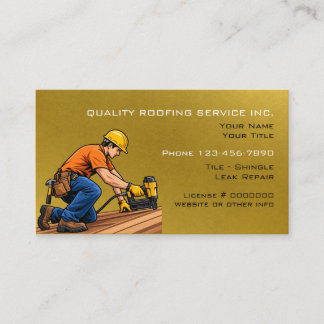 Retro Roofing Design Contractor Business Card