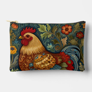 Retro rooster boho chic country chicken accessory pouch
