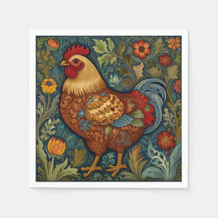 Retro rooster boho chic country chicken  napkin