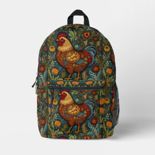 Retro rooster boho chic country chicken printed backpack