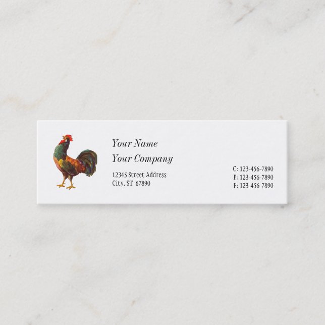 Retro Rooster Custom Business Cards (Front)