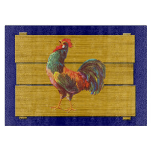 Retro Rooster Glass Cutting Board