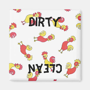 Retro Roosters Pattern Dishwasher Magnet