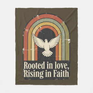 Retro rooted and rising faith design fleece blanket