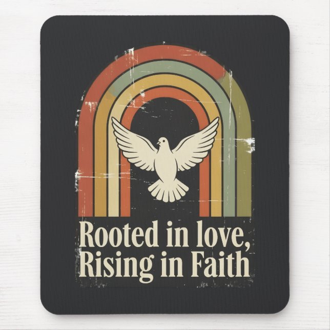 Retro rooted and rising faith design mouse pad (Front)