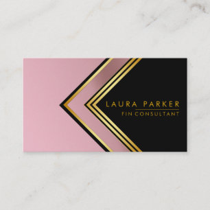 Retro Rose Gold Geometrical Finance Modern Business Card