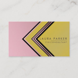 Retro Rose Gold Geometrical Finance Modern Business Card