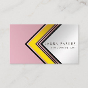 Retro Rose Gold Geometrical Finance Modern Business Card