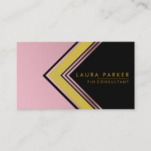 Retro Rose Gold Geometrical Finance Modern Business Card