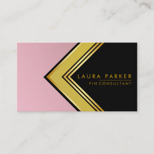 Retro Rose Gold Geometrical Finance Modern Business Card