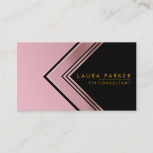 Retro Rose Gold Geometrical Finance Modern Business Card