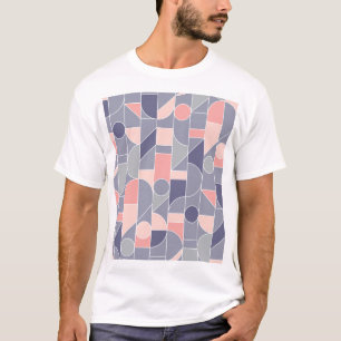 Retro Rose Grey Seamless Motif T-Shirt