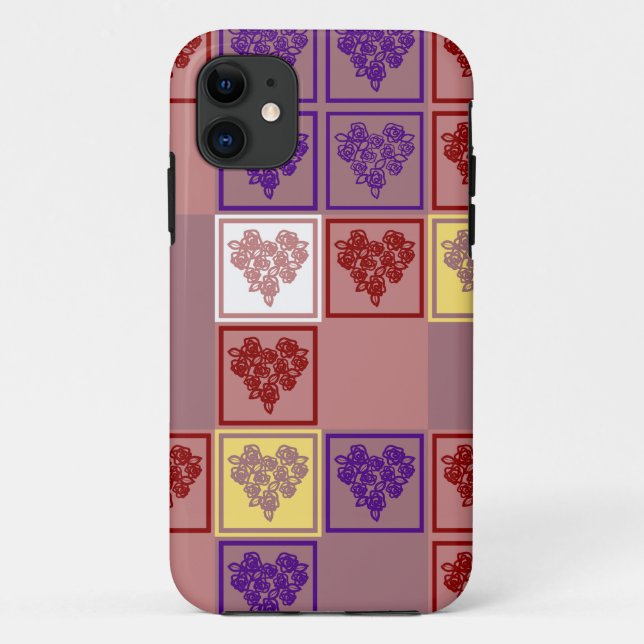 Retro Rose hearts iphone case (Back)