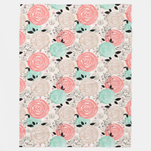 Retro, roses fleece blanket