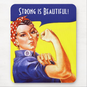 Retro Rosie the Riveter Strong is Beautiful Cool Mouse Pad