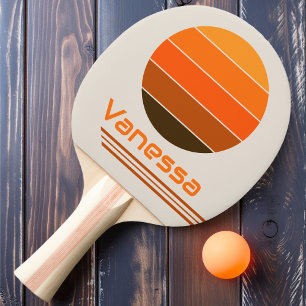 Retro Rotation Vintage Midnight Sunrise Ping Pong Paddle