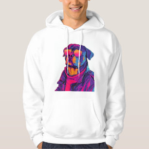Retro Rottweiler � 80s Neon Vibe Dog Hoodie