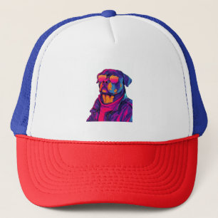 Retro Rottweiler � 80s Neon Vibe Dog Trucker Hat