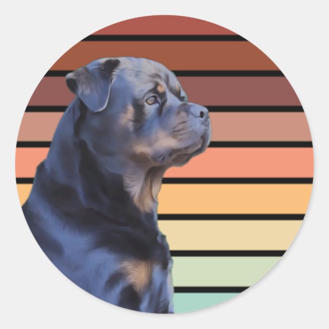 Retro Rottweiler  Classic Round Sticker (Front)