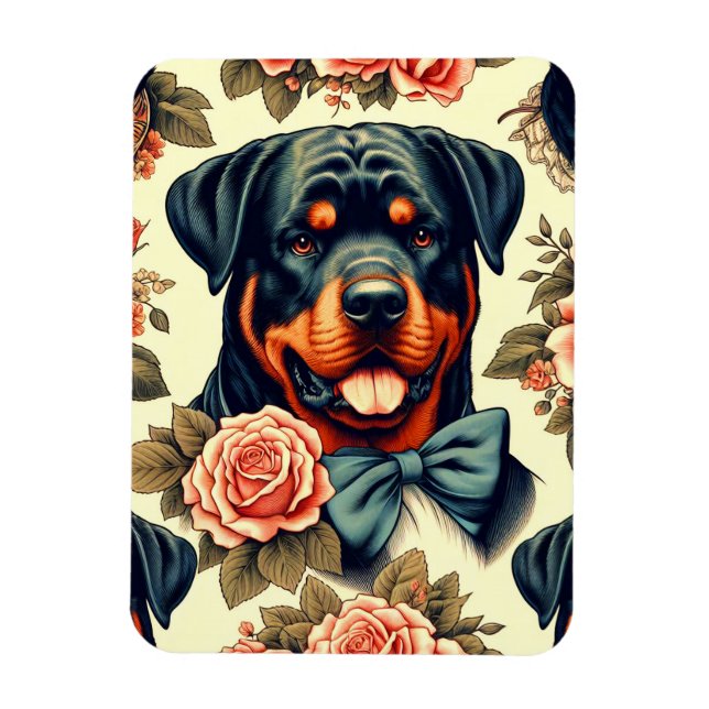 Retro Rottweiler Illustration Magnet (Vertical)
