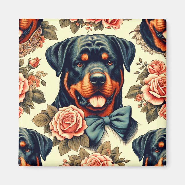 Retro Rottweiler Illustration Magnet (Front)
