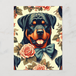 Retro Rottweiler Illustration Postcard