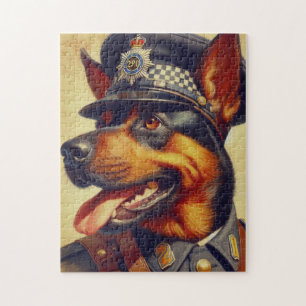 Retro Rottweiler Painting Jigsaw Puzzle