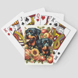 Retro Rottweiler Painting Playing Cards
