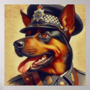 Retro Rottweiler Painting Poster