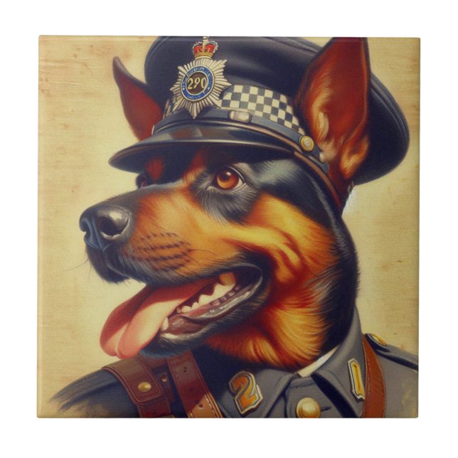 Retro Rottweiler Painting Tile (Front)